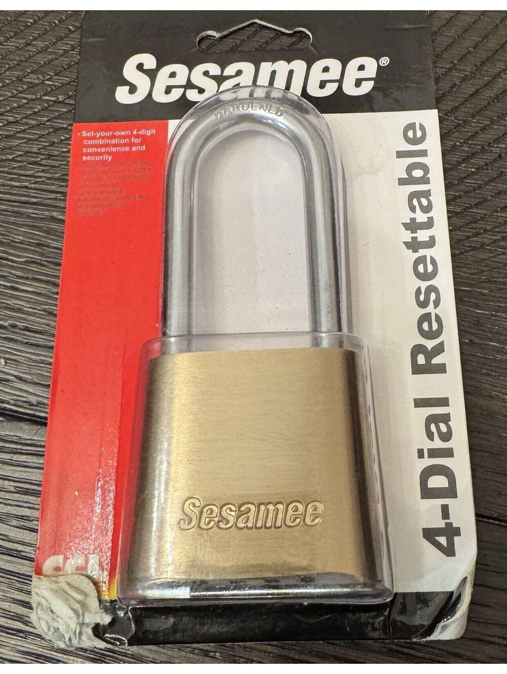Sesamee K437 4 Dial Bottom Resettable Combination Brass Padlock with 2 1/4"